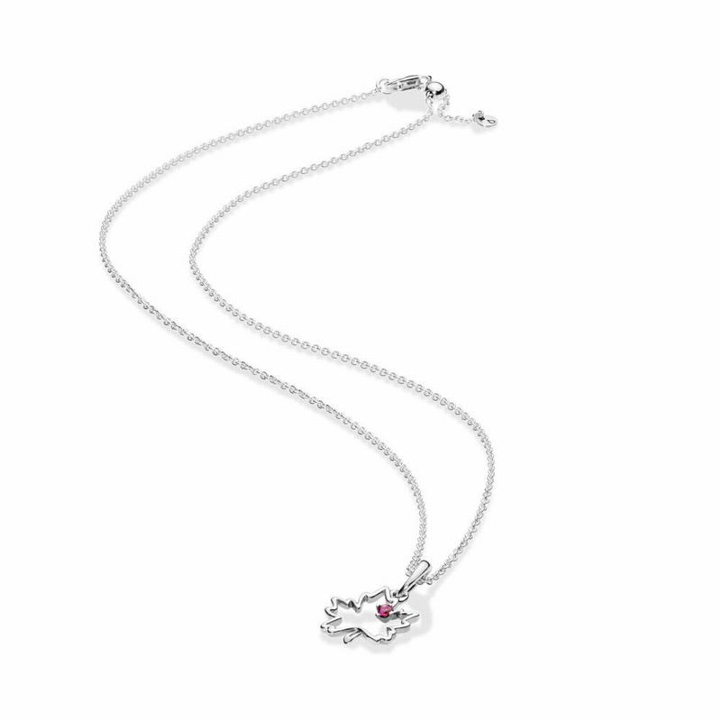 Pandora Symbol Of Canada Necklace Ireland - Sterling Silver/Red/Cubic Zirconia - 439187QSX